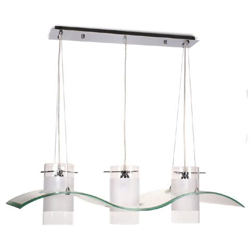 I-32330 - Lampadario a tre lampade con paralume a onda trasparente 60 watt E27 en oferta