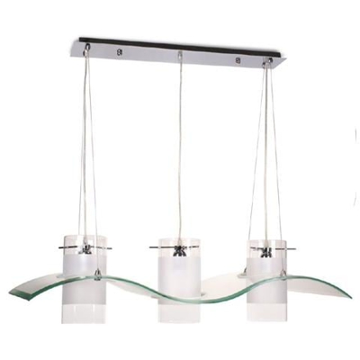 I-32330 - Lampadario a tre lampade con paralume a onda trasparente 60 watt E27