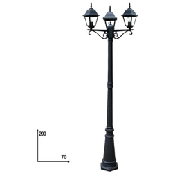 LANT-ROMA / P3 - Lampione a tre luci nero per esterno ROMA en oferta