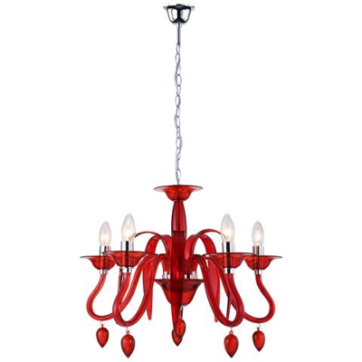 I-ESTEFAN-S5 RSO - Lampadario a sospensione rosso dal design moderno 40 watt E14
