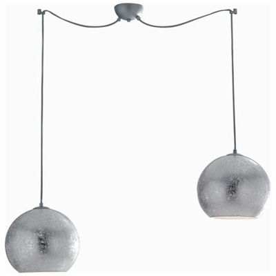 I-VANITY / S2 SIL - Lampadario con due decorazione a palla argento 60 watt E27