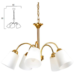 I-1162/5 ORO - Lampadario color oro dalla linea semplice ma elegante 40 watt E14 en oferta