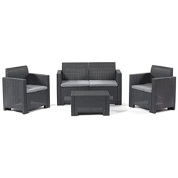 Set Divano Salottino Da Giardino In Polyrattan Antracite en oferta