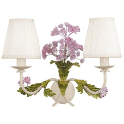 I-ORTENSIA / AP2 - Applique elegante e raffinata con ortensie color rosa 40 watt E14 en oferta