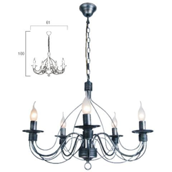 216/00100 - Lampadario di colore nero con decorazioni morbide 40 watt E14 características