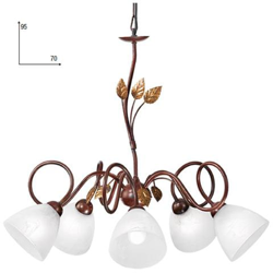 I-POESIA / 5 - Lampadario sospeso con bracci sinuosi e decorazioni a foglia 40 watt E14 en oferta