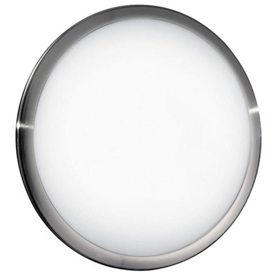I-DIVINA-S / PL30 - Plafoniera tonda di colore bianco con cornice in nickel, luci led e sensore 14 watt