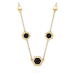 , Collana Con Onice Nera, In Argento Sterling 925 Da 0,4 Carati, Placcata In Oro precio
