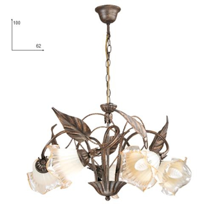 I-AUTUNNO / 5 - Lampadario a sospensione elegante color marrone 40 watt E14