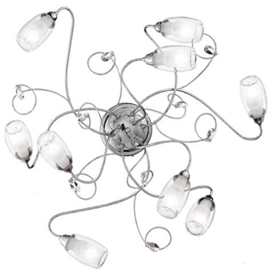 I-ELY / PL9 - Plafoniera cromata floreale con cristalli 40 watt E14