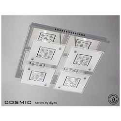 Inspired Diyas - Cosmic - Quadrato A Filo Soffitto A 4 Luci Cromo Lucido, Vetro, Cristallo precio
