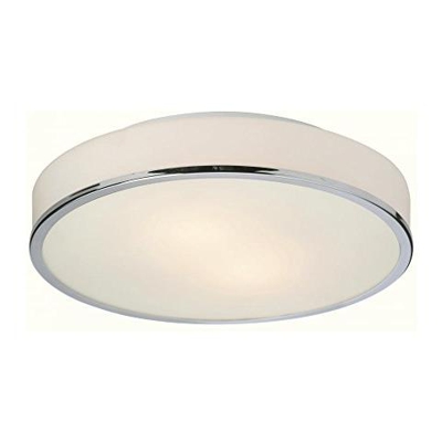 Firstlight Profile - Plafoniera Da Bagno Rotonda A Filo Con 2 Luci, Cromata, Vetro Opalino Ip44, Attacco E14