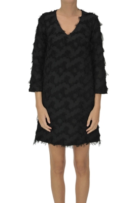 Fringed jacquard fabric dress