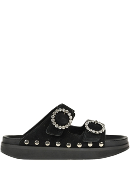 Embellished suede slides