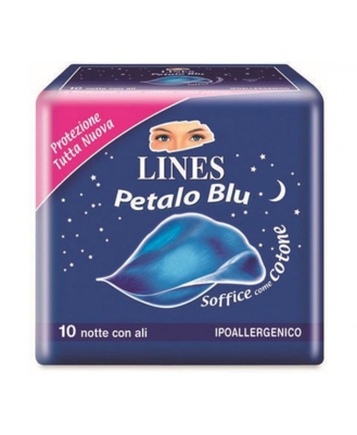 Lines Petalo Blu Assorbenti Notte Con Ali 10 Pezzi