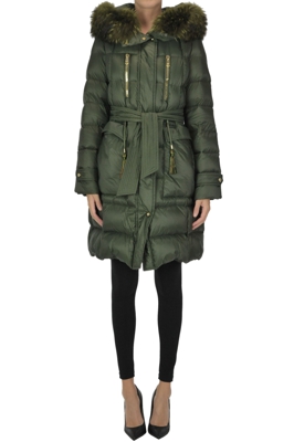 Quilted long down jacket