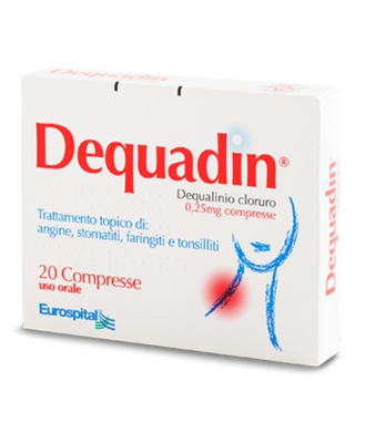 Eurospital Dequadin 0,25mg Trattamento Stomatiti Tonsilliti 20 Compresse
