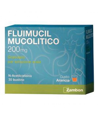 Zambon Fluimucil Mucolitico 200mg Granulato Soluzione Orale Trattamento Affezioni Respiratorie 30 Bustine