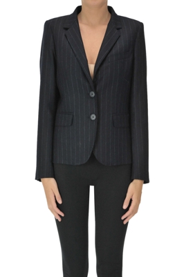 Pinstriped wool-blend blazer