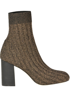 Metallic effect knit ankle-boots