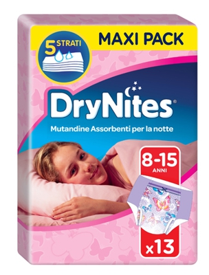 DRYNITES DOPPIO PACCO GIRL 8/15 ANNI 13 PEZZI