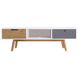 Tavolino Da Caffè Leti Bianco, Pino Massiccio, 2 Cassetti, 110 Cm en oferta