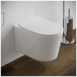 Vaso Wc ROUND SOSPESO filo muro In ceramica completo di Sedile Softclose en oferta