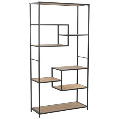 Libreria In Massello Di Abete E Acciaio 90,5x35x180 Cm
