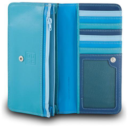 Portafoglio in pelle morbida multicolore da donna a bustina Blu precio