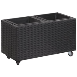 Letto Rialzato Da Giardino Con 2 Vasi 60x30x36 Cm In Polyrattan Nero en oferta