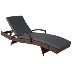 Lettino Prendisole Océane In Rattan - Nero / marrone en oferta