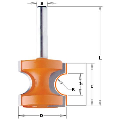 Fresa A Mezzo Tondo Concavo Hw S=8 D=28.6 R=6.4 954.004.11
