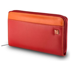 Portafoglio donna grande di vera pelle colorato zip around Rosso características
