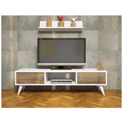 Mobile Porta Tv Cd Ripiani Supporto Aspen Bianco Legno Scuro-casa Arredo Design - Per Soggiorno - Porta, Mensole, Ripiani, Supporto, Componibile en oferta