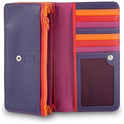 Portafoglio in pelle morbida multicolore da donna a bustina Fucsia