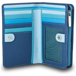 Portafoglio donna in vera pelle di vitello colorato Blu en oferta