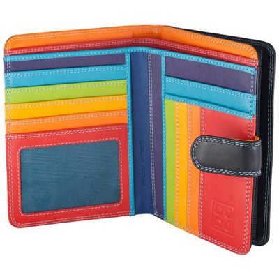 Portafoglio donna multicolore in pelle morbida Nero