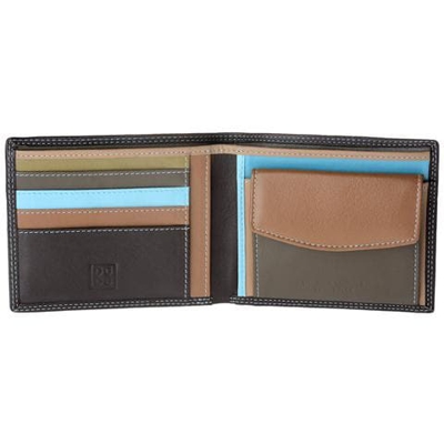 Portafoglio Uomo In Pelle Nappa Colorato Con Portamonete E Porta Carte Dudu Marrone Scuro