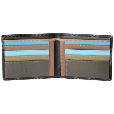 Portafoglio Uomo Porta Carte Di Credito In Vera Pelle Da 8 Tessere Porta Banconote Dudu Marrone Scuro