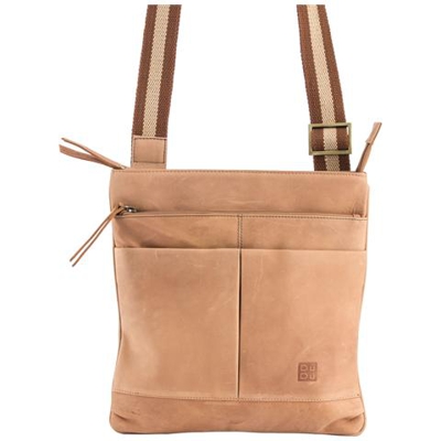 Borsello Uomo Vintage Borsa A Tracolla In Vera Pelle Con Doppia Tasca Esterna Dudu Tan