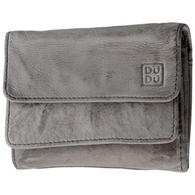 Portafoglio donna in pelle vintage tinto in capo a doppia patta Ash Gray