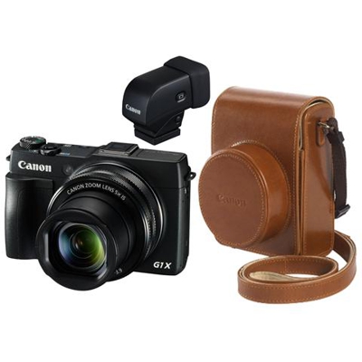 Powershot G1X Mark II Nero + Premium Kit Custodia in Pelle + Mirino Elettronico Sensore CMOS 12Mpx Zoom Ottico 5x Filmati Full HD Wi-Fi NFC