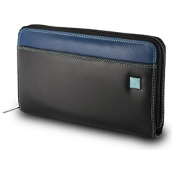 Portafoglio donna grande di vera pelle colorato zip around Nero precio
