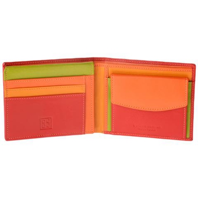 Portafoglio multicolore in pelle classico da uomo Rosso