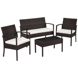 Set In Rattan Sparta 3+1 - Nero / marrone en oferta