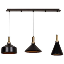 Lampada A Sospensione Multi, Lampadario, Da Soffitto, Rame, Nero In Metallo, Vernice Elettrostatica, 130 X 36 X 134 Cm, 3 X E27, Max 100w en oferta