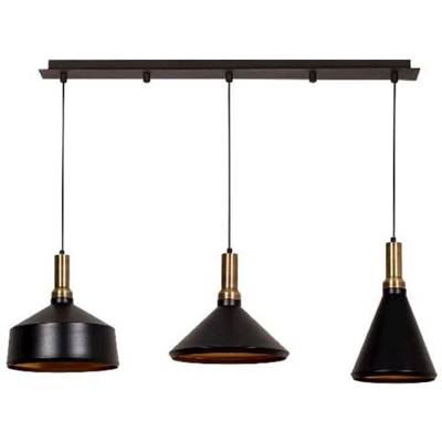 Lampada A Sospensione Multi, Lampadario, Da Soffitto, Rame, Nero In Metallo, Vernice Elettrostatica, 130 X 36 X 134 Cm, 3 X E27, Max 100w