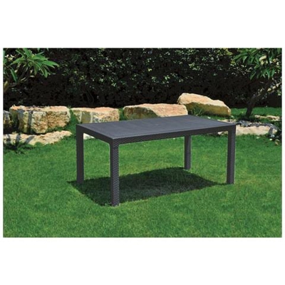 Tavolo Melody Antracite, Resina Antiurto, Rattan 160x94 Cm