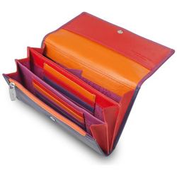 Portafoglio donna a bustina in pelle multicolore Fucsia en oferta