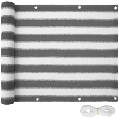 800569 Telo Frangivista Per Balcone, Variante 2 - Bianco / grigio Strisce, 75 Cm